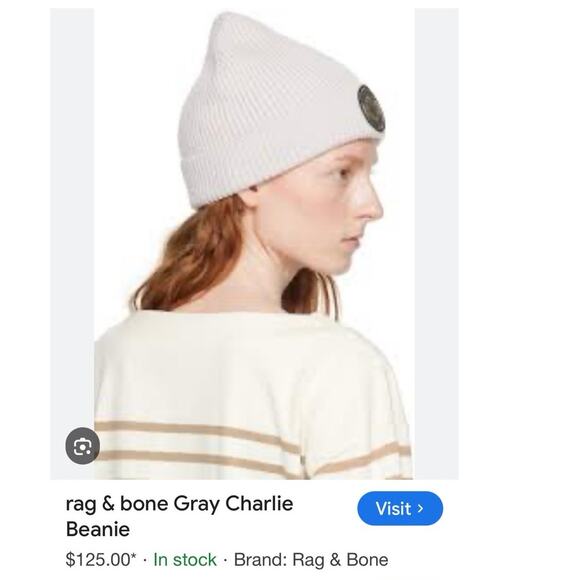 Rag & Bone Women\'s Charlie Beanie Embroidered Logo Patch at Rolled Brim One Size